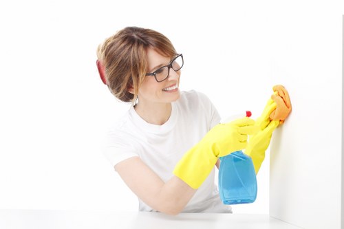 Local office cleaning team working in a Waterloo commercial building